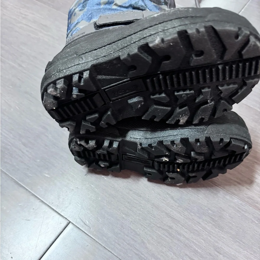 Kids Waterproof Winter Snow Boots - Black/Camo with Orange Accent